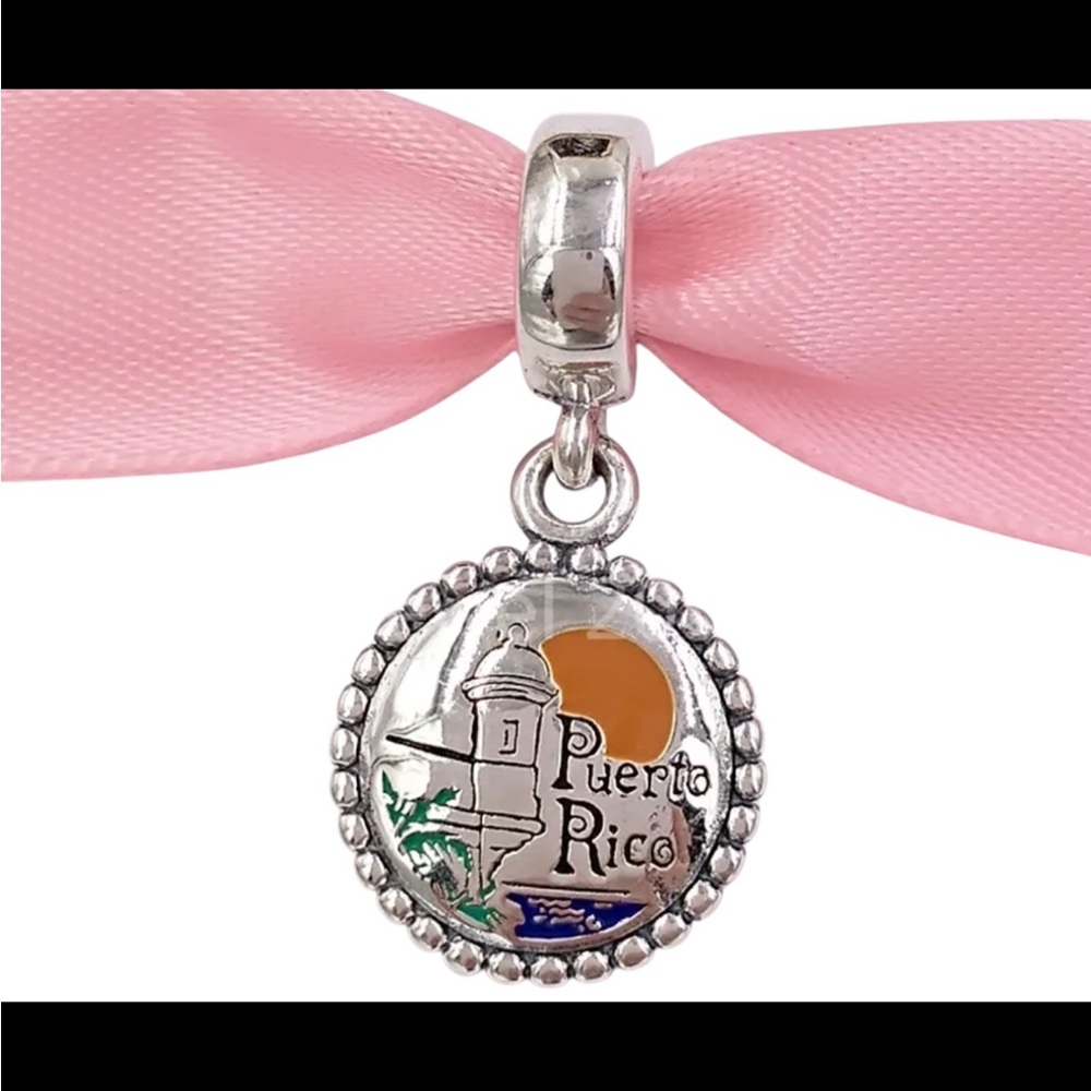 Limited Edition Pandora Silver Puerto Rico Charm with Color Accents